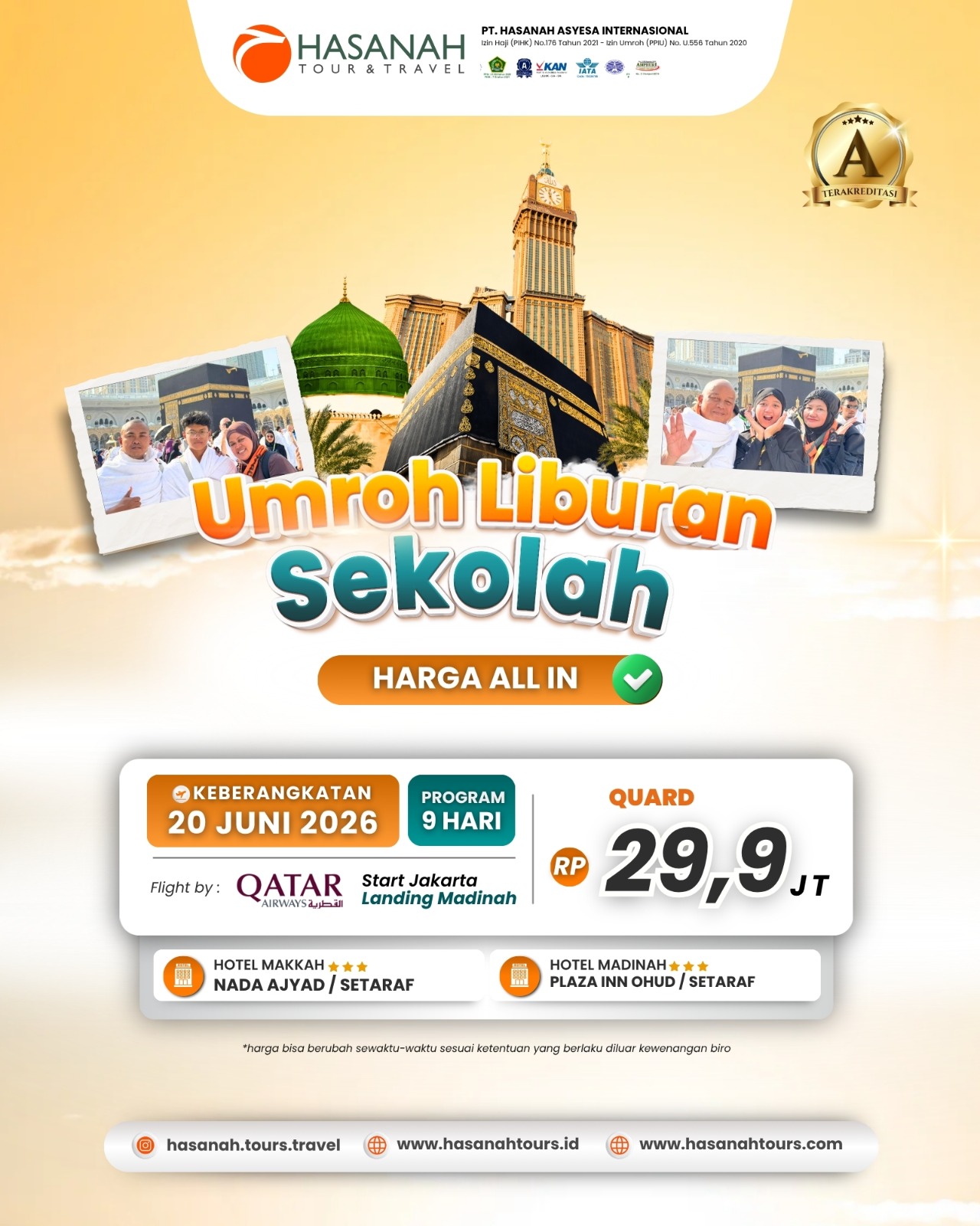 Umroh Liburan Sekolah 29 Juni