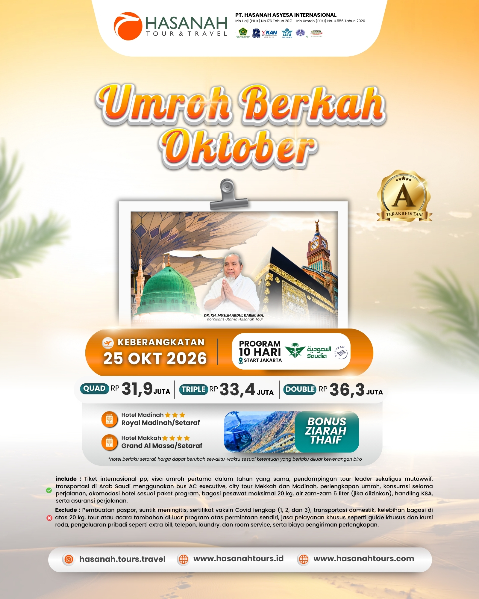 Umroh Hasanah 25 Oktober 2026